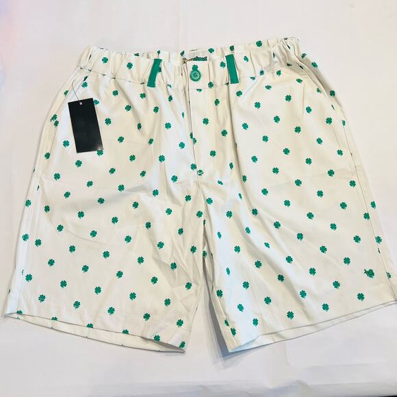 Tipsy Elves St Patty Day Shorts Clovers All Over Mens XXL White/Green (A0130) - Picture 1 of 7